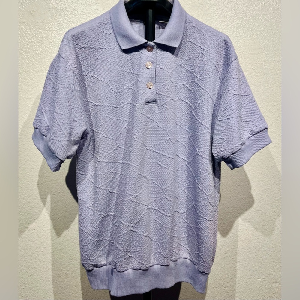 Vintage BE Basic Editions Short Sleeve Textured Knit Polo Shirt - Size M (Men’s)